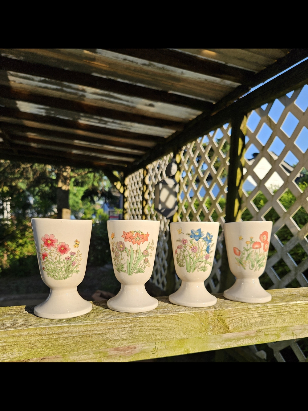 Vintage Floral Ceramic Goblets (4)